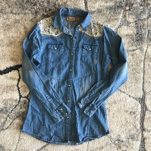 Wrangler denim and lace button up